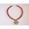 Necklace with Ammonite and red quartz