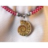 Necklace with Ammonite and red quartz
